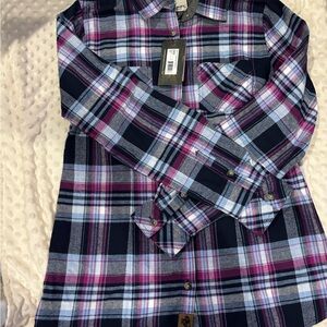 NWT Legendary Whitetails Blue and Pink Flannel Button Down Shirt